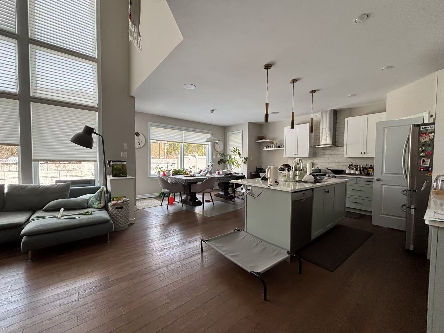 Kitchen and great room before staging