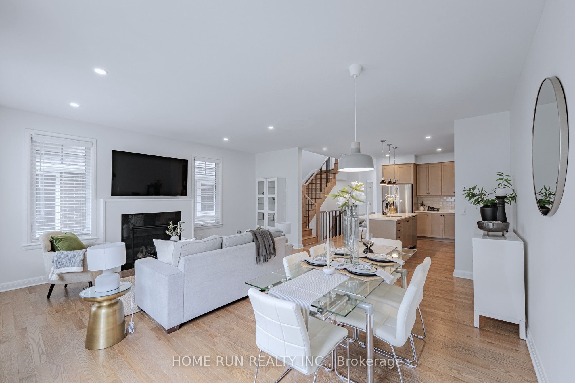 Living and dining space after staging
